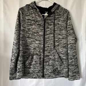 Adidas Activewear Running Hood‎ Fleece Jacket Womens Size S Grey/black